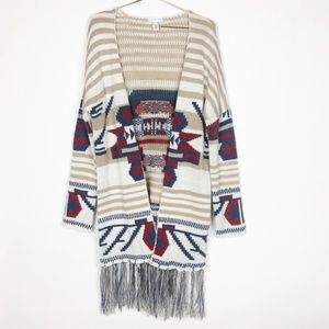 Full Tilt Boho Aztec Print Long Cardigan